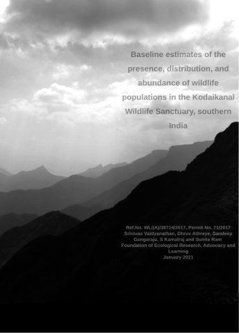Baseline estimates of the presence, distribution, and abundance of wildlife populations in the Kodaikanal Wildlife Sanctuary, southern India